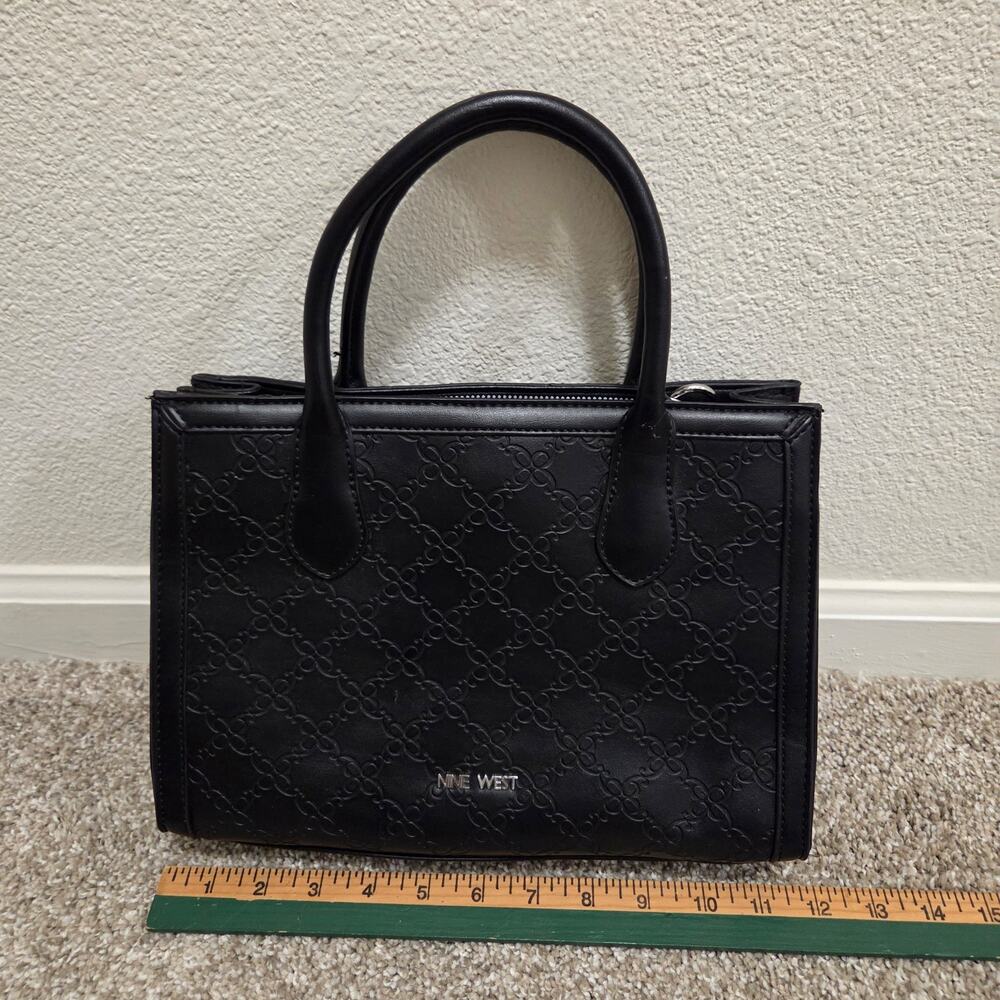 Nine West Small Black Debossed Satchel Bag